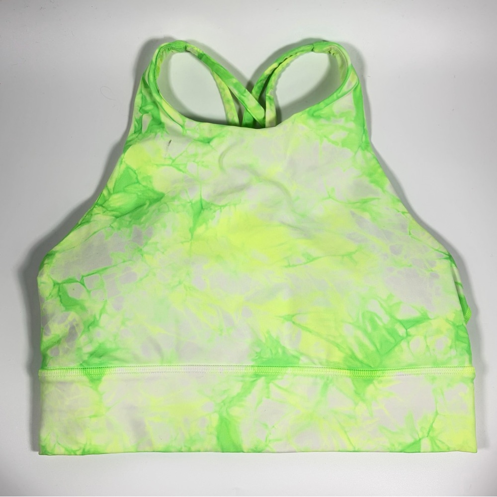 Lululemon Energy High Neck Longline Sports Bra Green Tie
Dye  Size 8. EUC